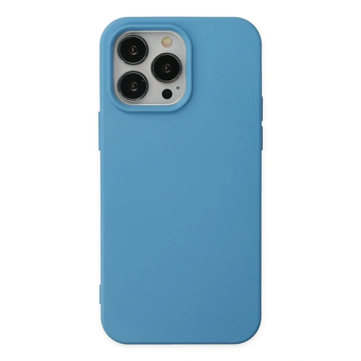Mey İthalat®  iPhone 14 Pro Max Kılıf Nano içi Kadife Silikon - Mavi