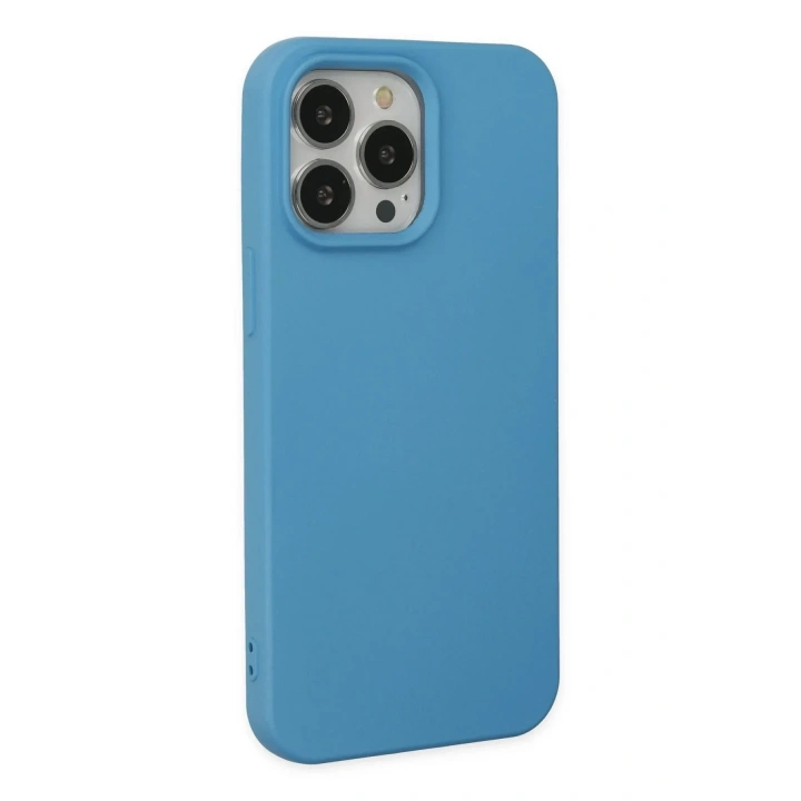 Mey İthalat®  iPhone 14 Pro Max Kılıf Nano içi Kadife Silikon - Mavi