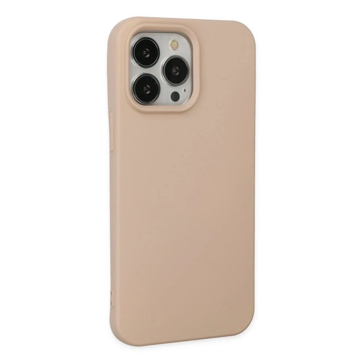 Mey İthalat®  iPhone 14 Pro Max Kılıf Nano içi Kadife Silikon - Pudra