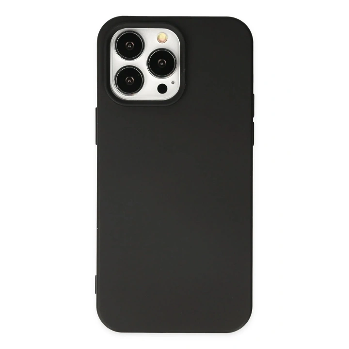 Mey İthalat®  iPhone 14 Pro Max Kılıf Nano içi Kadife Silikon - Siyah