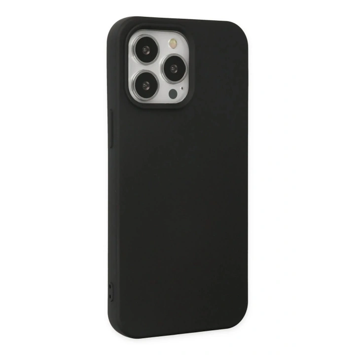 Mey İthalat®  iPhone 14 Pro Max Kılıf Nano içi Kadife Silikon - Siyah