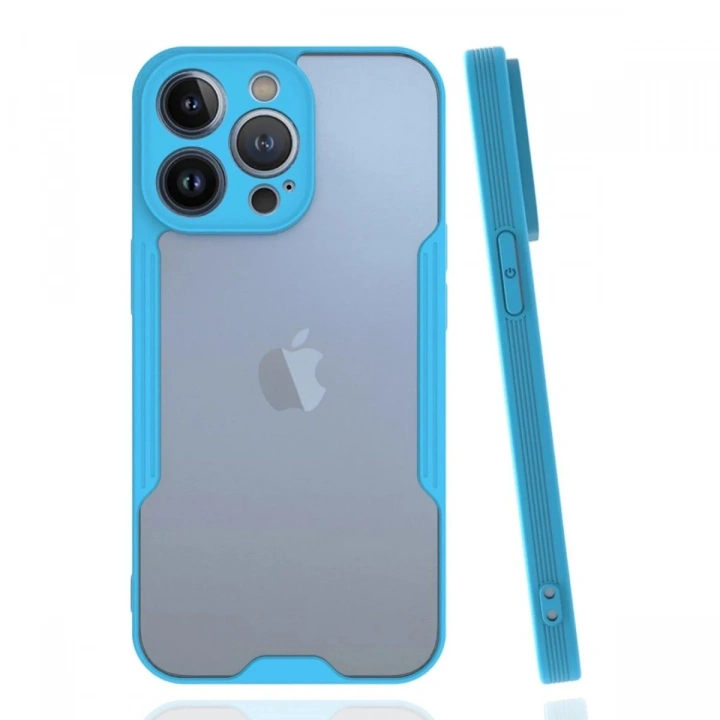 Mey İthalat®  iPhone 14 Pro Max Kılıf Platin Silikon - Mavi