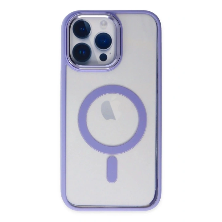Mey İthalat®  iPhone 14 Pro Max Kılıf Room Magneticsafe Silikon - Lila