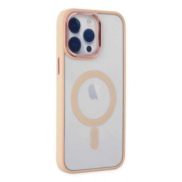 Mey İthalat®  iPhone 14 Pro Max Kılıf Room Magneticsafe Silikon - Pudra