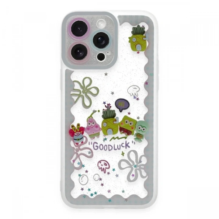 Mey İthalat®  iPhone 14 Pro Max Kılıf Sweet Desenli Silikon Kapak - Açık Mavi
