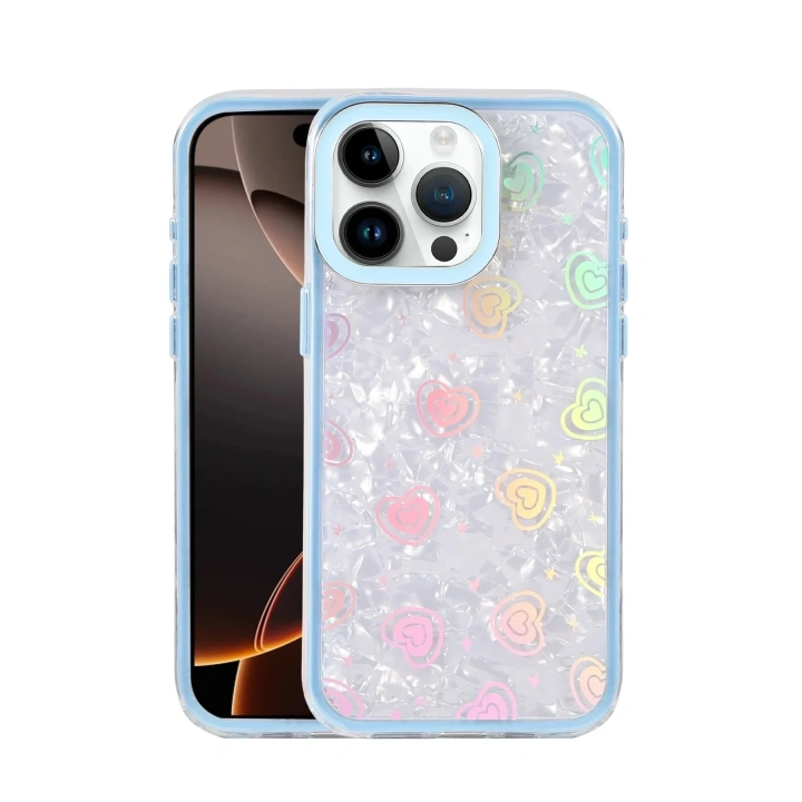 Mey İthalat®   iPhone 14 Pro Max Lumi Desenli Kapak - Mavi