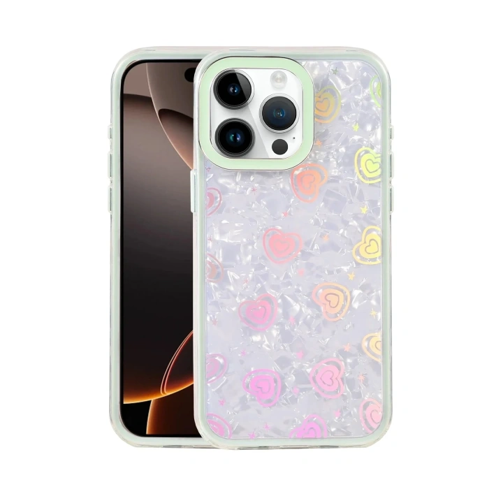 Mey İthalat®   iPhone 14 Pro Max Lumi Desenli Kapak - Yeşil