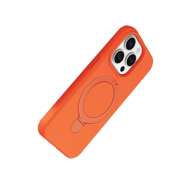 Mey İthalat®   iPhone 14 Pro Max Regal Magsafe Standlı Kapak - Turuncu