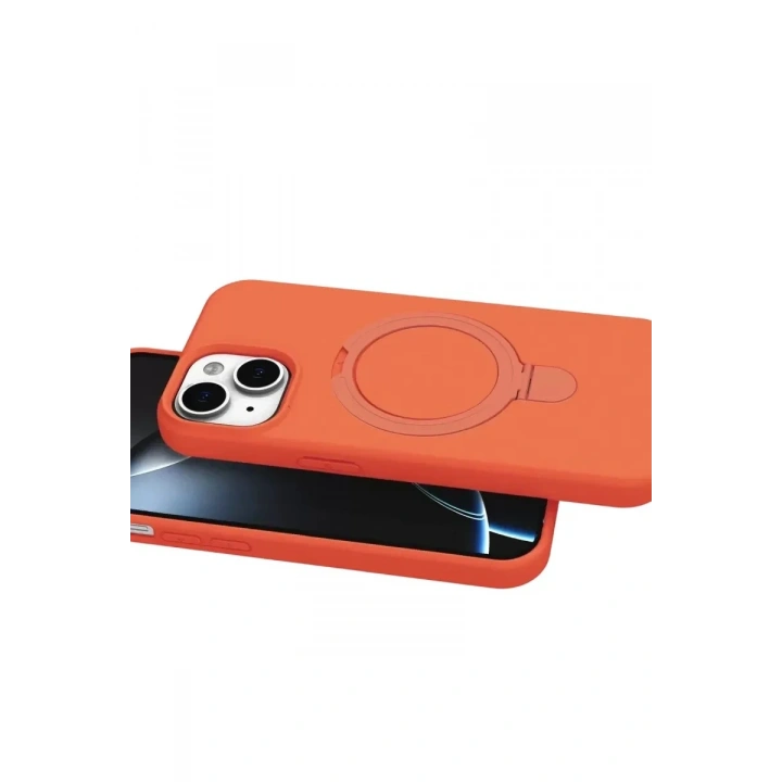 Mey İthalat®   iPhone 14 Regal Magsafe Standlı Kapak - Turuncu