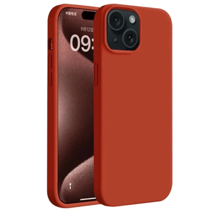 Mey İthalat®  iPhone 15 Kılıf First Silikon - Kırmızı