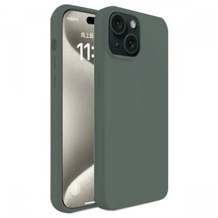 Mey İthalat®  iPhone 15 Kılıf First Silikon - Koyu Yeşil