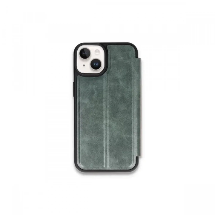 Mey İthalat®   iPhone 15 Kılıf Flip Cover - Koyu Yeşil