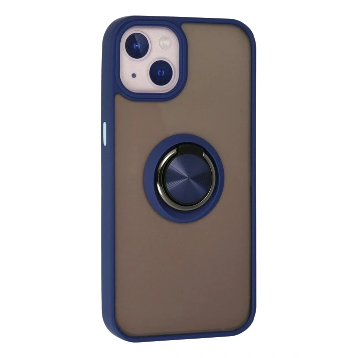 Mey İthalat®  iPhone 15 Kılıf Montreal Yüzüklü Silikon Kapak - Lacivert