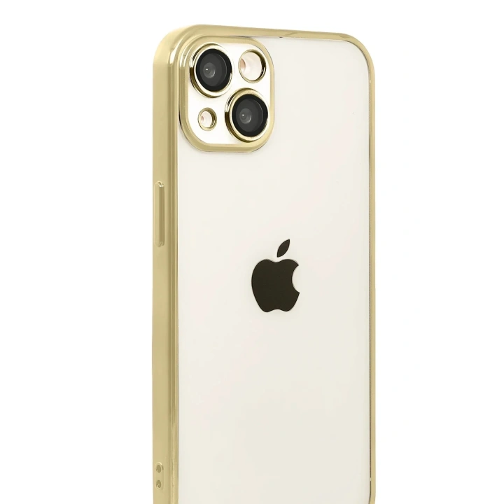 Mey İthalat®   iPhone 15  Lensli Silikon - Gold