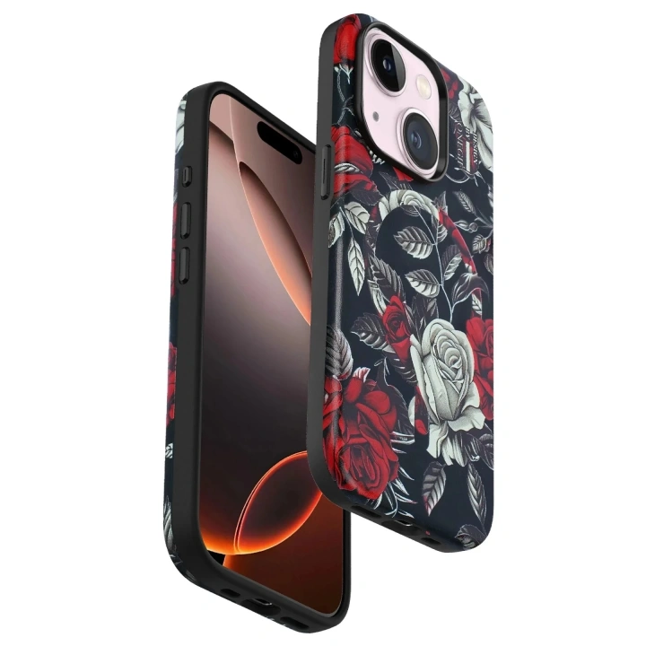 Mey İthalat®  iPhone 15 Plus Flower Series Magsafe Kapak - Siyah