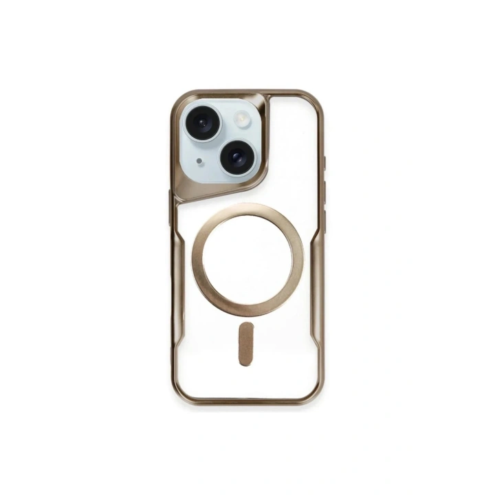 Mey İthalat®  iPhone 15 Plus Kılıf Boyi Magsafe Silikon Kapak - Kahverengi