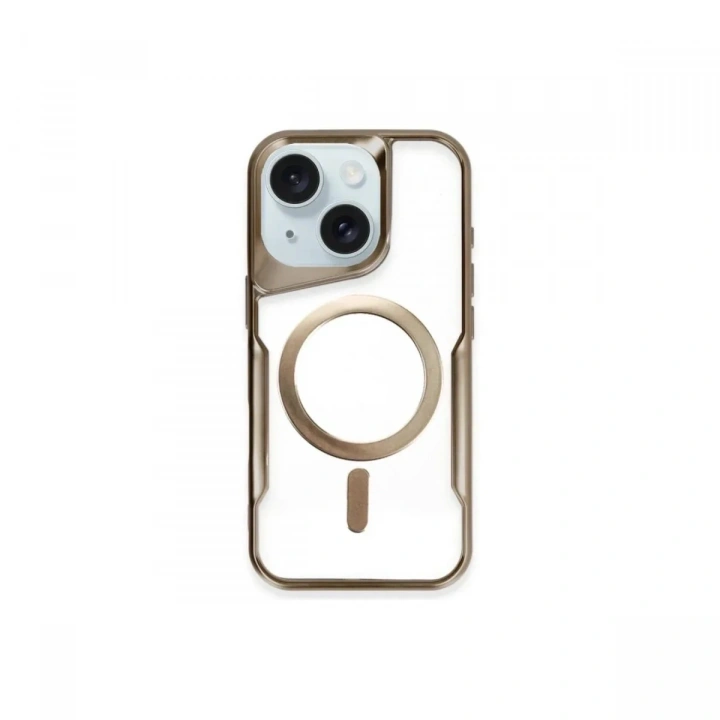 Mey İthalat®  iPhone 15 Plus Kılıf Boyi Magsafe Silikon Kapak - Kahverengi