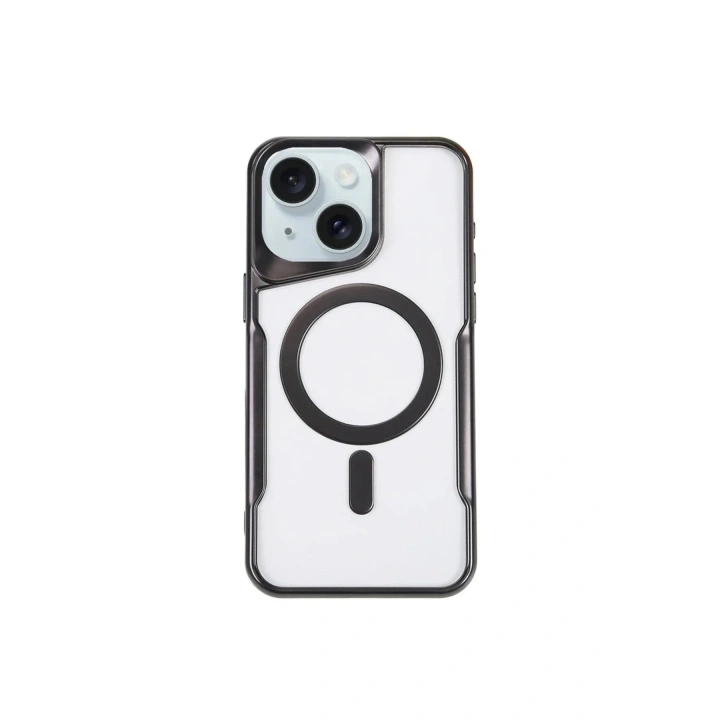 Mey İthalat®  iPhone 15 Plus Kılıf Boyi Magsafe Silikon Kapak - Siyah