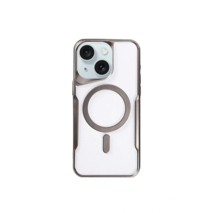 Mey İthalat®  iPhone 15 Plus Kılıf Boyi Magsafe Silikon Kapak - Titan Gri