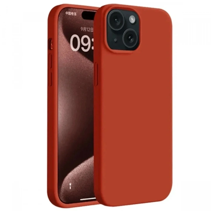 Mey İthalat®  iPhone 15 Plus Kılıf First Silikon - Kırmızı
