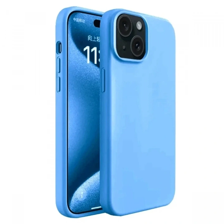 Mey İthalat®  iPhone 15 Plus Kılıf First Silikon - Mavi