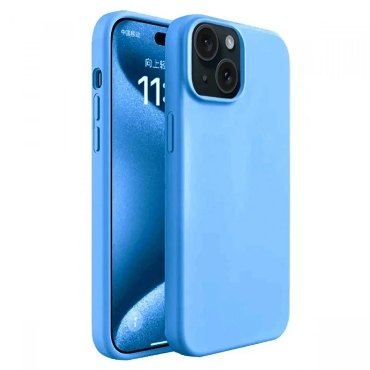 Mey İthalat®  iPhone 15 Plus Kılıf First Silikon - Mavi