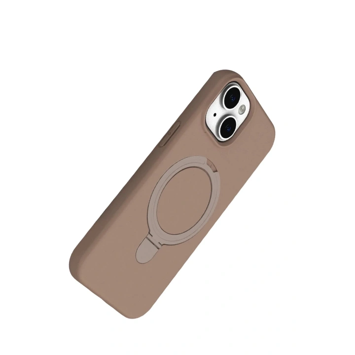 Mey İthalat®   iPhone 15 Plus Regal Magsafe Standlı Kapak - Çöl Titanyum
