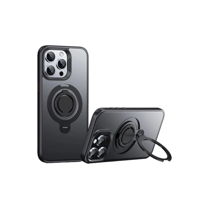 Mey İthalat®  iPhone 15 Pro Avatar 360 Dönen Magsafe Kapak - Siyah