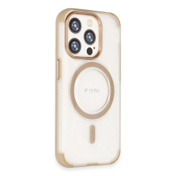 Mey İthalat®  iPhone 15 Pro Hilton Magsafe Kapak - Gold