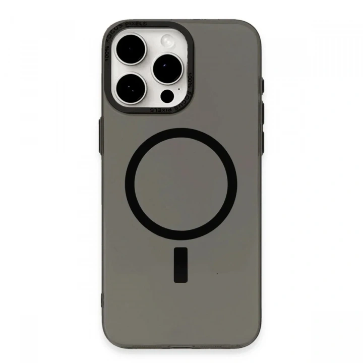 Mey İthalat®  iPhone 15 Pro Kılıf Anka PC Magneticsafe Sert Metal Kapak - Siyah