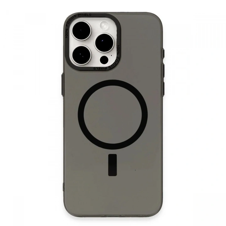 Mey İthalat®  iPhone 15 Pro Kılıf Anka PC Magneticsafe Sert Metal Kapak - Siyah