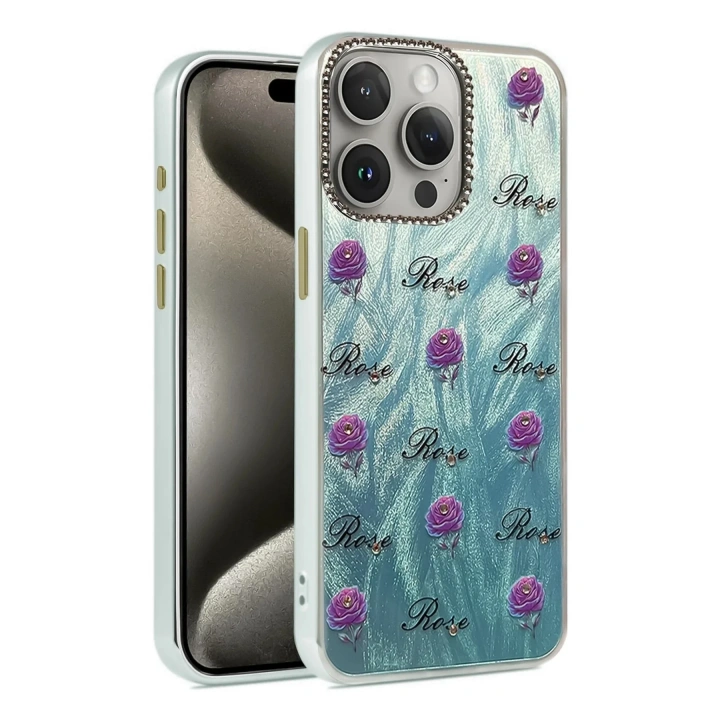Mey İthalat®  iPhone 15 Pro Kılıf Blade Aynalı Desenli Kapak - Desen 9