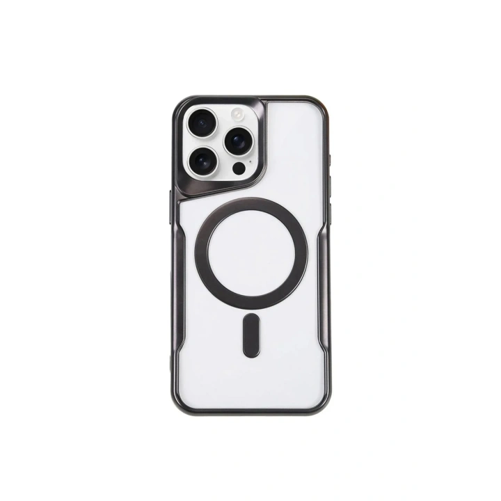 Mey İthalat®  iPhone 15 Pro Kılıf Boyi Magsafe Silikon Kapak - Siyah
