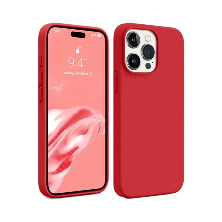 Mey İthalat®  iPhone 15 Pro Kılıf First Silikon - Kırmızı