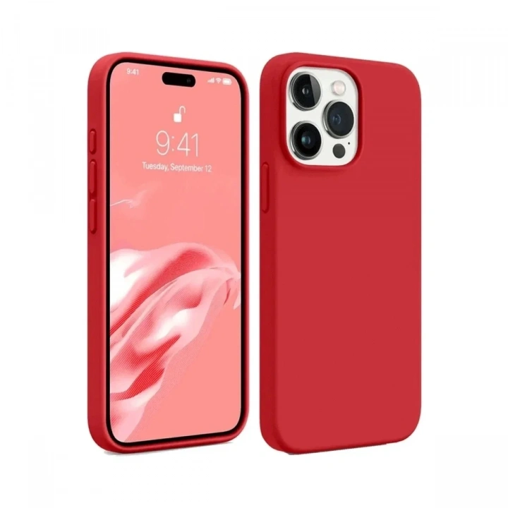 Mey İthalat®  iPhone 15 Pro Kılıf First Silikon - Kırmızı