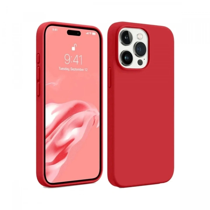 Mey İthalat®  iPhone 15 Pro Kılıf First Silikon - Kırmızı