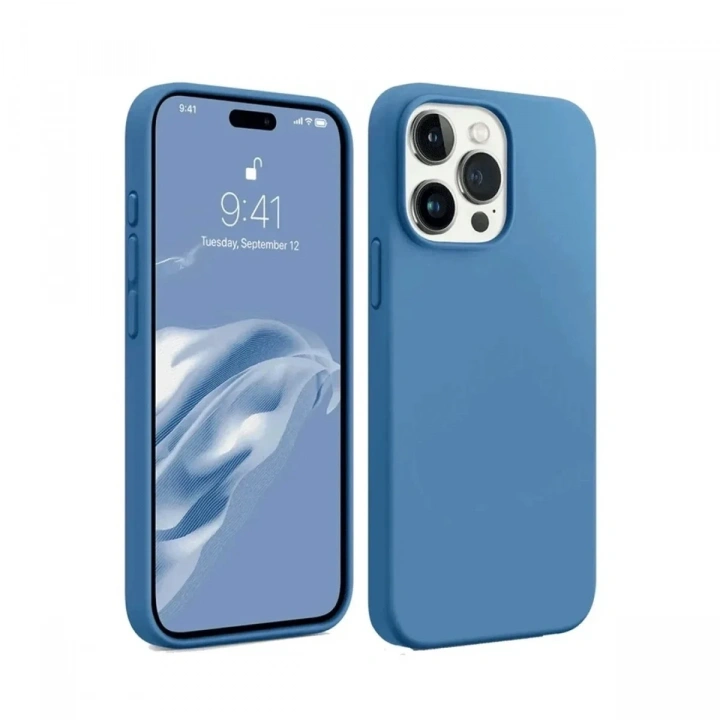 Mey İthalat®  iPhone 15 Pro Kılıf First Silikon - Mavi