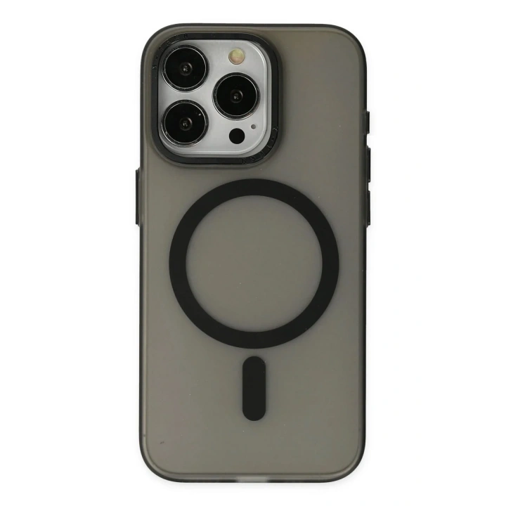 Mey İthalat®  iPhone 15 Pro Kılıf Lodos Magneticsafe Mat Kapak - Siyah