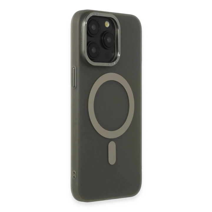 Mey İthalat®  iPhone 15 Pro Kılıf Lodos Magneticsafe Mat Kapak - Titan Gri