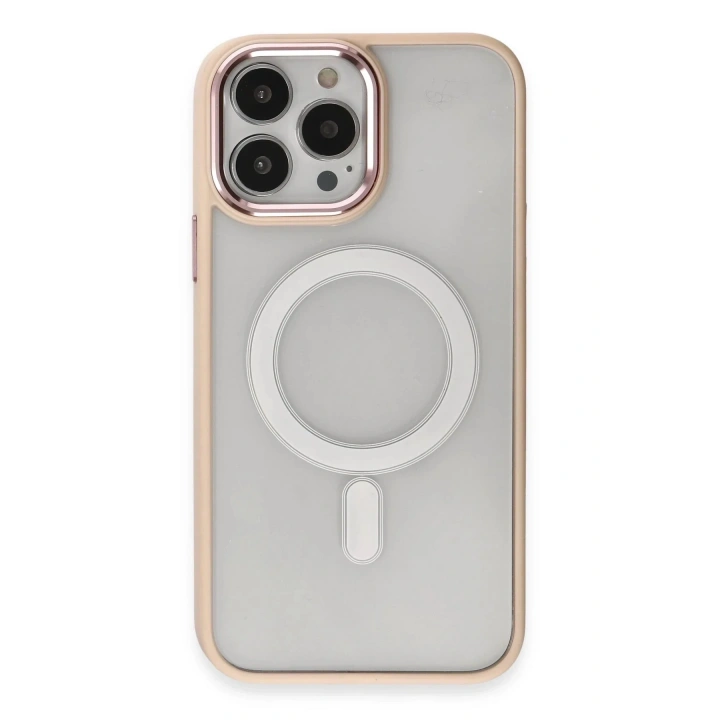 Mey İthalat®  iPhone 15 Pro Kılıf Room Magneticsafe Silikon - Pudra