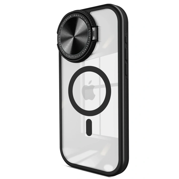 Mey İthalat®  iPhone 15 Pro Kılıf Teleskop Lens Magsafe Silikon Kapak - Siyah