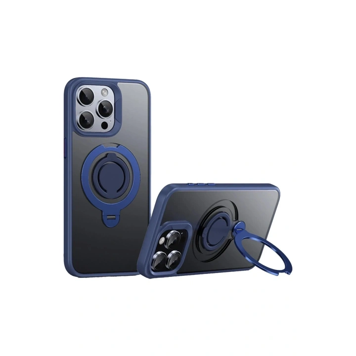 Mey İthalat®  iPhone 15 Pro Max Avatar 360 Dönen Magsafe Kapak - Lacivert