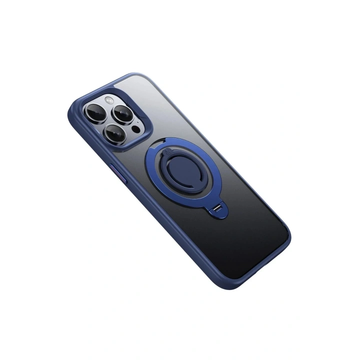 Mey İthalat®  iPhone 15 Pro Max Avatar 360 Dönen Magsafe Kapak - Lacivert