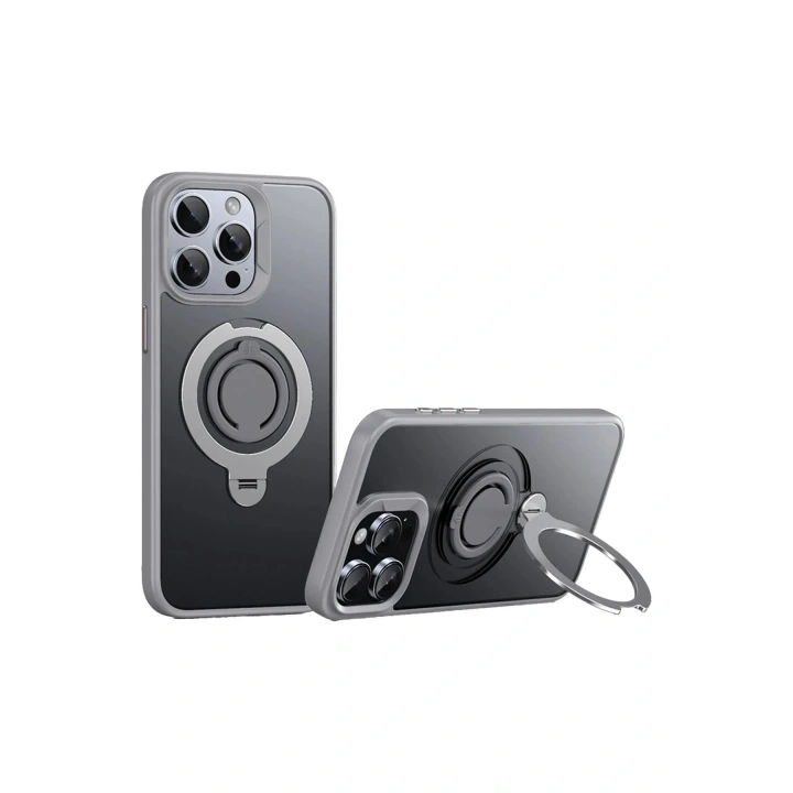 Mey İthalat®  iPhone 15 Pro Max Avatar 360 Dönen Magsafe Kapak - Titan Gri