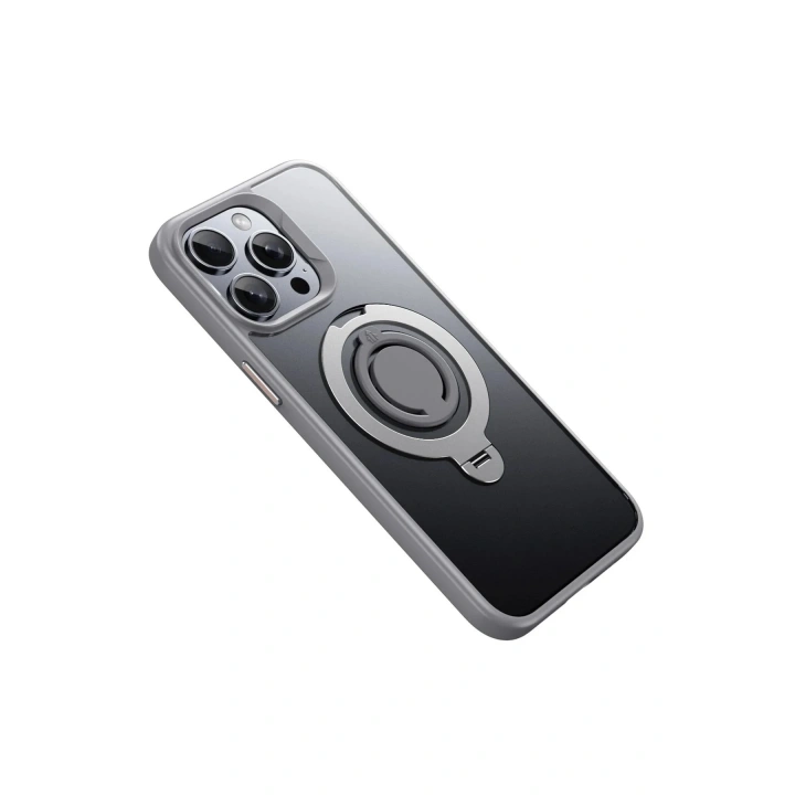 Mey İthalat®  iPhone 15 Pro Max Avatar 360 Dönen Magsafe Kapak - Titan Gri