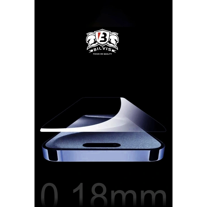 Mey İthalat®  iPhone 15 Pro Max Bilvis 0.18mm Plus Cam Ekran Koruyucu