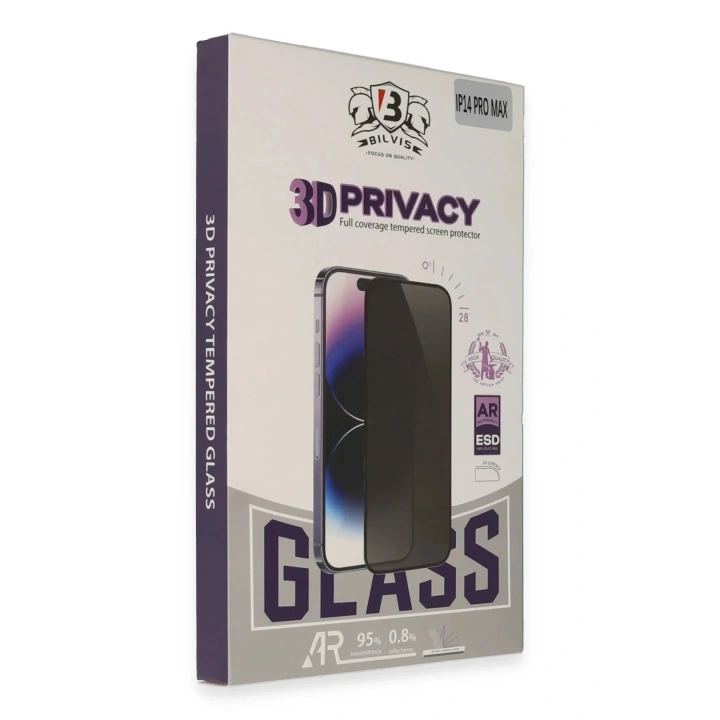 Mey İthalat®  iPhone 15 Pro Max Bilvis 3D Hayalet Cam Ekran Koruyucu