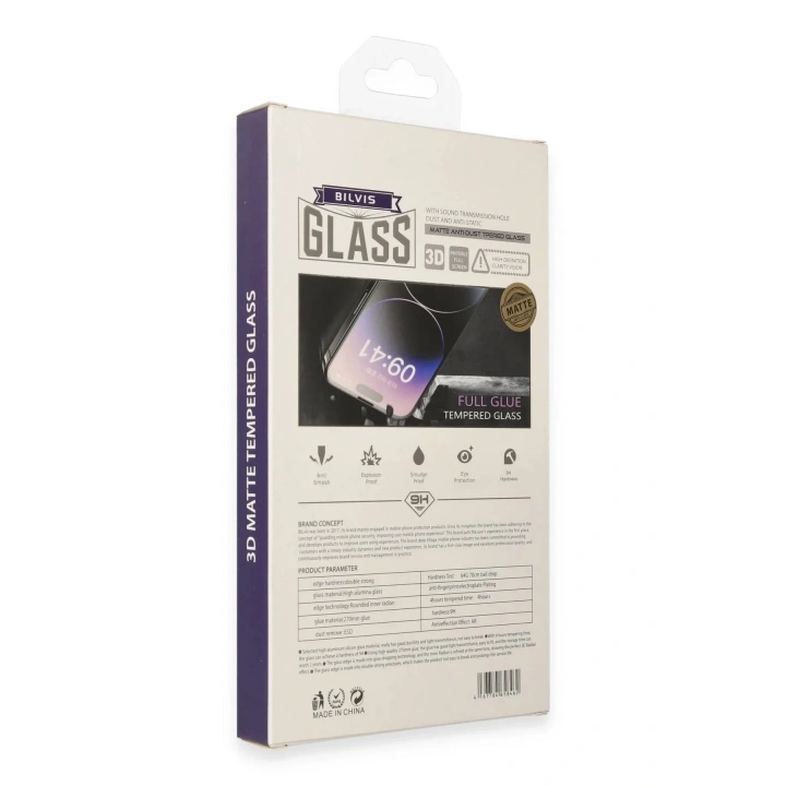 Mey İthalat®  iPhone 15 Pro Max Bilvis 3D Mat Cam Ekran Koruyucu