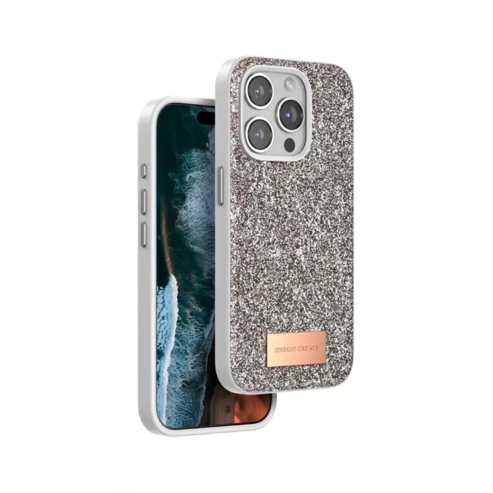 Mey İthalat®   iPhone 15 Pro Max Bright Simli Kapak - Gold