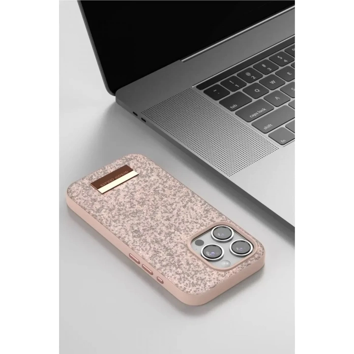 Mey İthalat®   iPhone 15 Pro Max Bright Simli Kapak - Gümüş